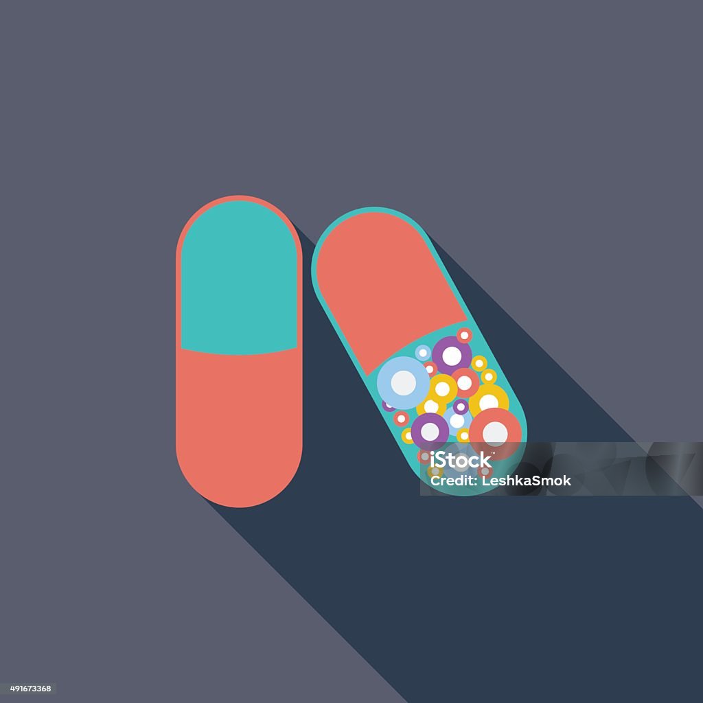 Pills icon Pills icon. Flat vector related icon with long shadow for web and mobile applications. It can be used as - logo, pictogram, icon, infographic element. Vector Illustration. Antibiotic stock vector