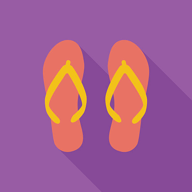 Beach slippers Beach slippers icon. Flat vector related icon with long shadow for web and mobile applications. It can be used as - logo, pictogram, icon, infographic element. Vector Illustration. flip flop illustration stock illustrations