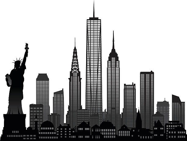 new york (każdym budynku jest szczegółowe, ruchome i zakończenia - empire state building stock illustrations