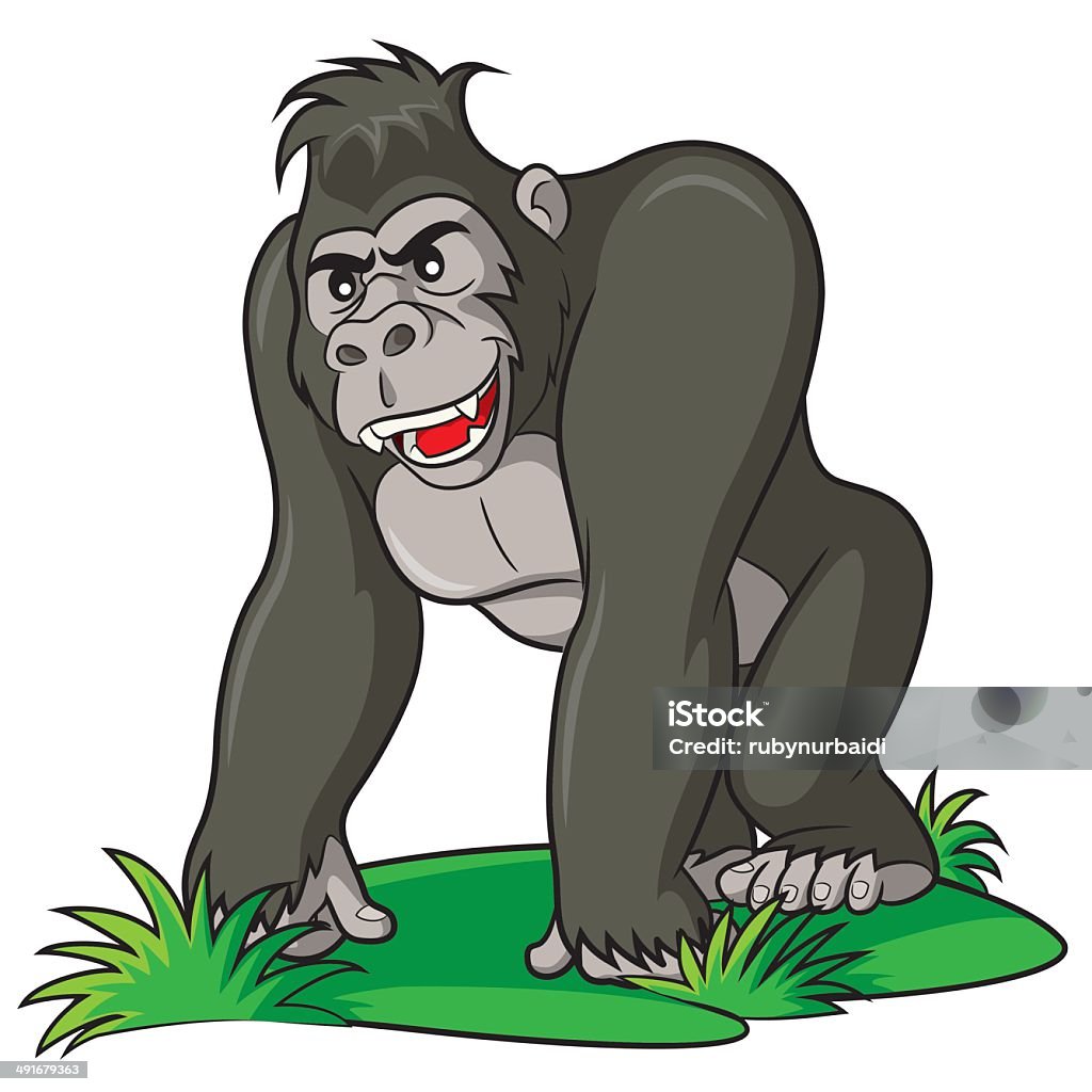 Gorilla Cartoon Illustration of cute cartoon gorilla. Animal stock vector