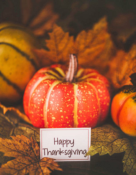 istock Autumn Thanksgiving arrangement with Happy Thanksgiving message 491680816