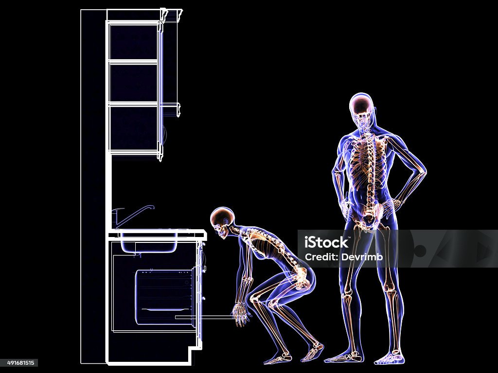 X-Ray Family and Cooking Full Body MRI Scan Chef Stock Photo