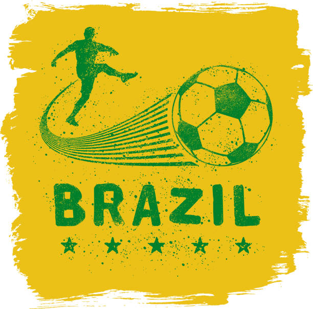 ilustraciones, imágenes clip art, dibujos animados e iconos de stock de brasil graffiti señal - delantero de fútbol