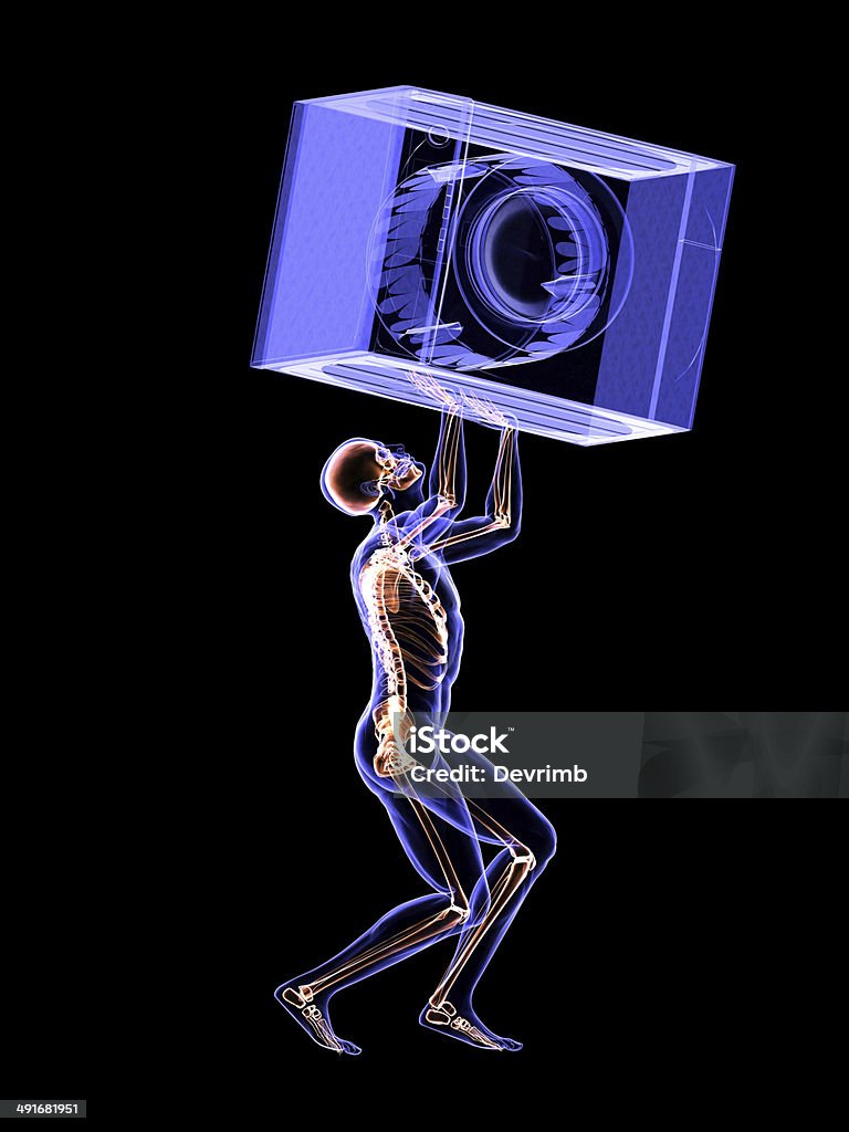 X-Ray Laborer and Heavy Object Full Body MRI Scanning Washing Machine Stock Photo