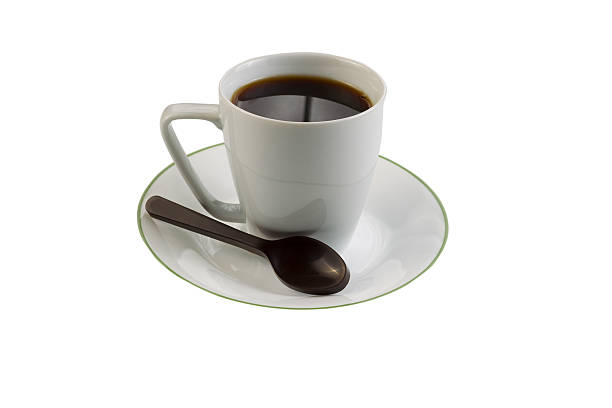 istock Black Coffee with Dark Chocolate Spoon on White background 491682371