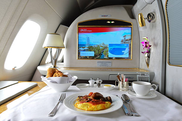 Emirates Airbus A380 interior stock photo