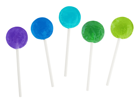 Cool Tones Lollipops Collection isolated on white