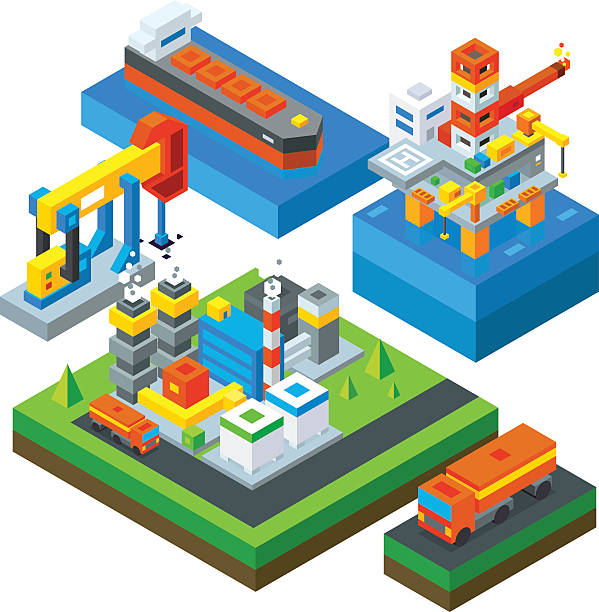 ilustrações de stock, clip art, desenhos animados e ícones de extracção de petróleo indústria. mar de exploração petrolífera, gasolina tank, o negociante de petróleo. - oil rig oil industry sea mining