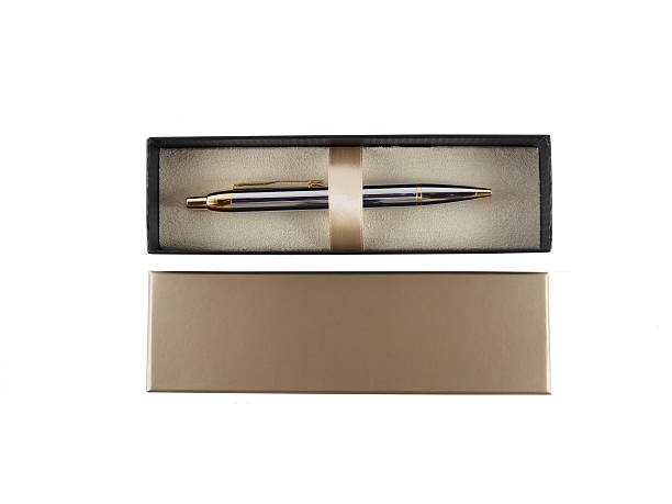 istock Pen in box top view of  white background 491684002