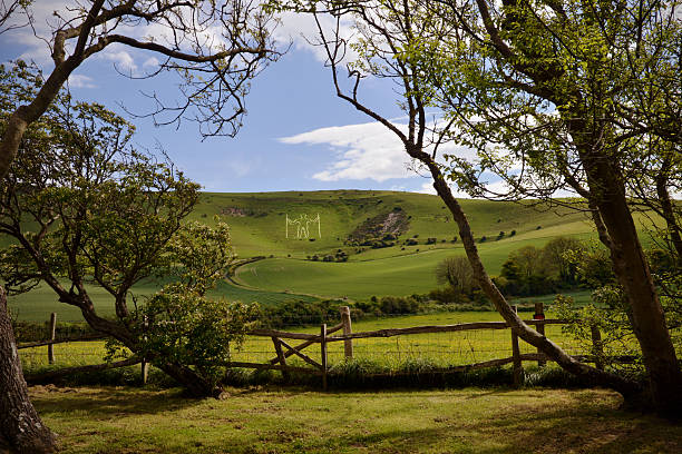 The Long Man of Wilmington - a prehistoric chalk figure on the South Downs in East Sussex