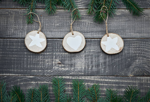 istock Natural christmas decorations on wood 491684872