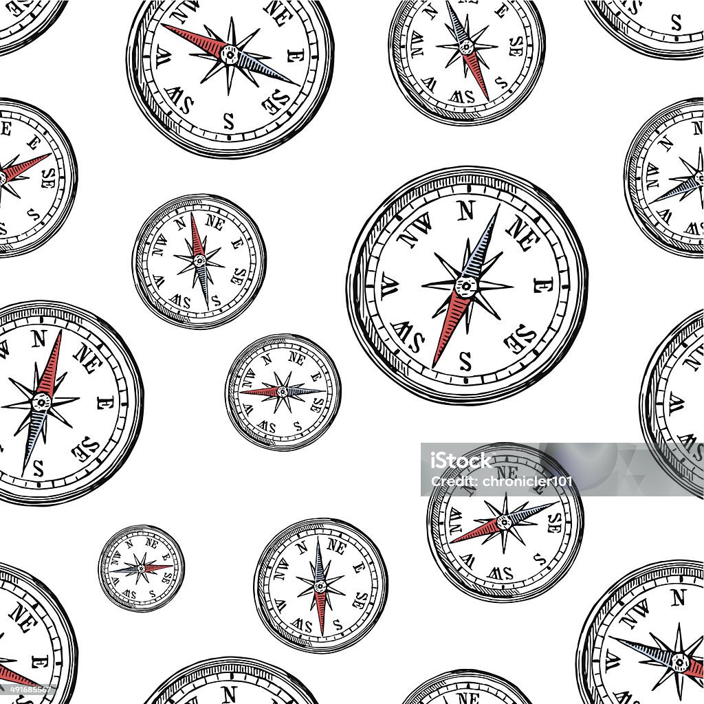 Cool Compass Pattern Pattern Of The Old Compass Stock Illustration - Download Image Now ...