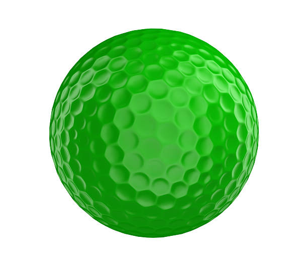 istock Green golf ball 3D render isolated on a white background 491686954