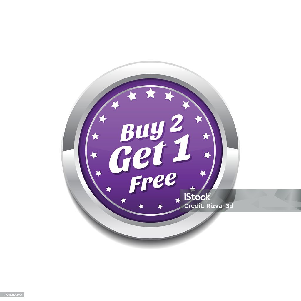 Buy 2 Get 1 Free Purple Circular Vector Button Buy 2 Get 1 Free Purple Circular Vector Button Icon Set 2015 stock vector