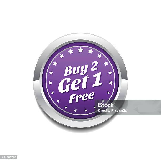 Buy 2 Get 1 Free Purple Circular Vector Button Stock Illustration - Download Image Now - 2015, Arts Culture and Entertainment, Bubble