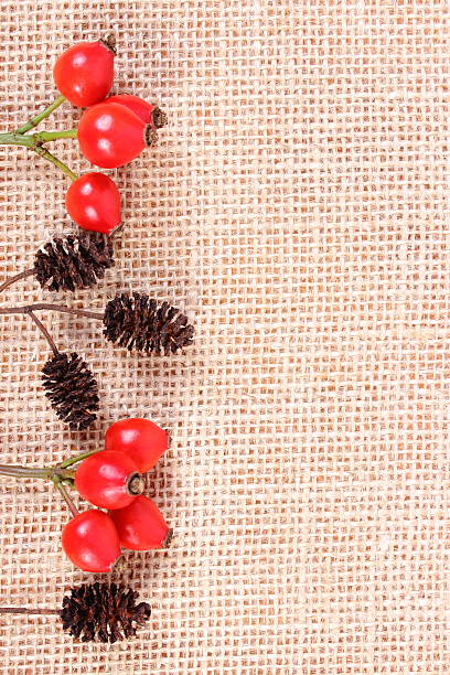 istock Autumn decoration on jute canvas 491695406