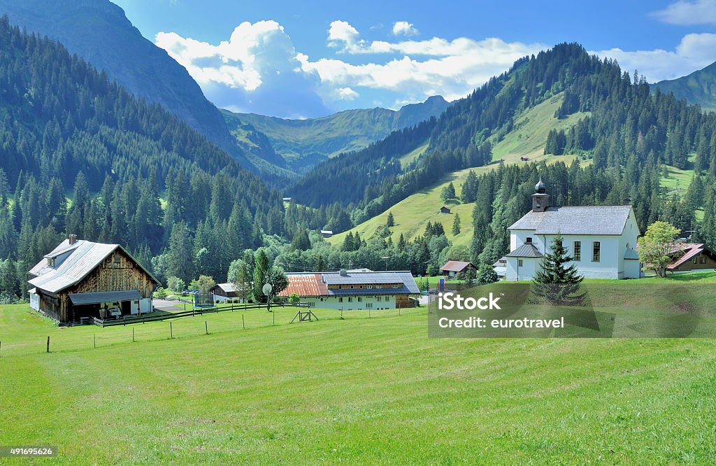 Baad,Kleinwalsertal,Vorarlberg,Alps,Austria Village of Baad in Kleinwalsertal near Mittelberg,Vorarlberg,Alps,Austria Kleinwalsertal Stock Photo