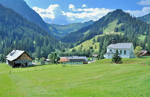 Village of Baad in Kleinwalsertal near Mittelberg,Vorarlberg,Alps,Austria