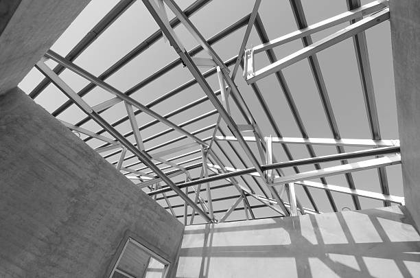 istock Structure of steel roof. 491695756