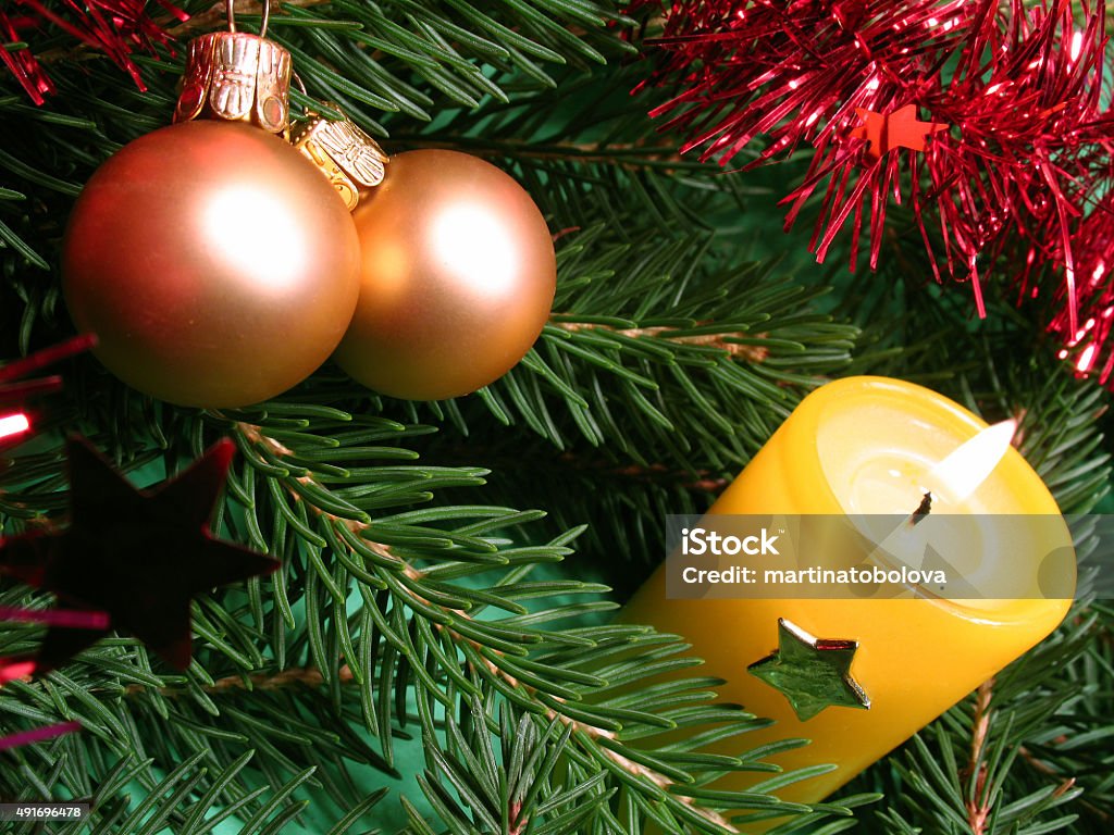 Christmas Christmas still life with candle 2015 Stock Photo