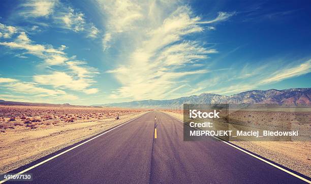 Vintage Style Country Highway In Usa Travel Adventure Concept Stock Photo - Download Image Now