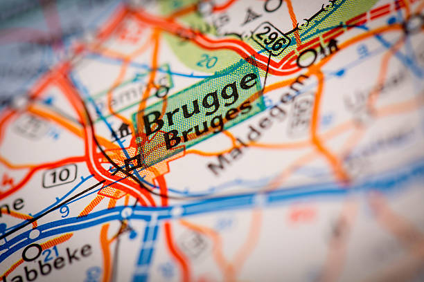istock Bruges City on a Road Map 491699004