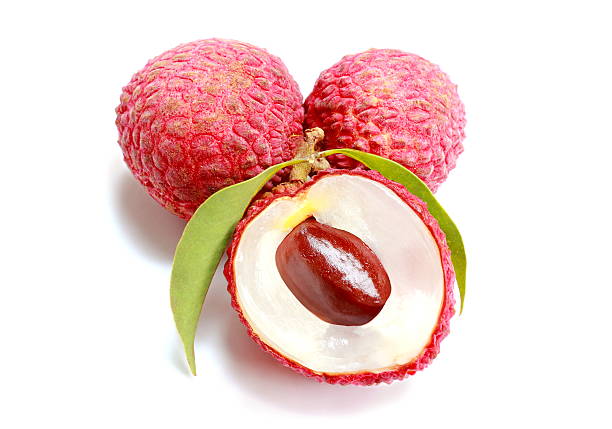 istock Bunch of fresh Lichi or lychee isolated on White background. 491700312