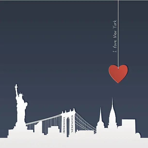 Vector illustration of Cut-out silhouette of New York