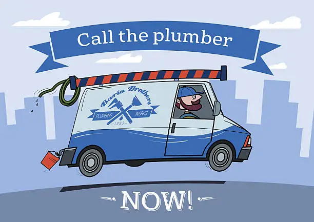 Vector illustration of Plumber Van