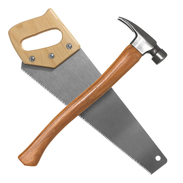 istock Crossed hammer and saw 491702991