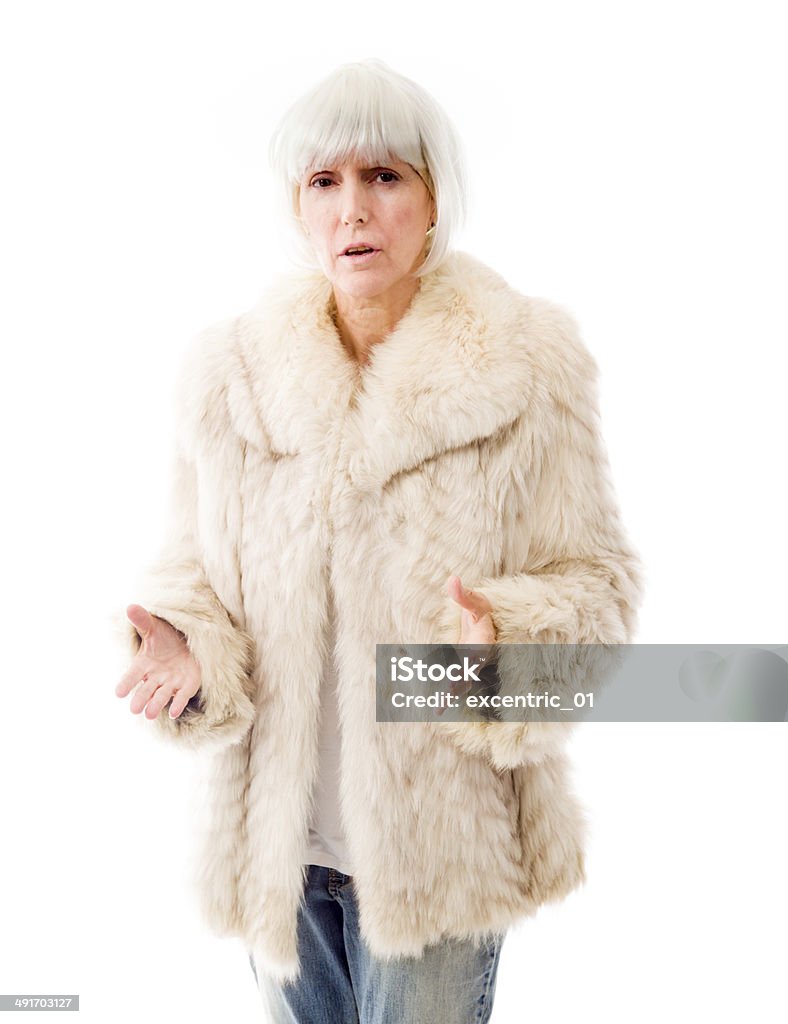 Senior woman in gesture of asking Adult Stock Photo