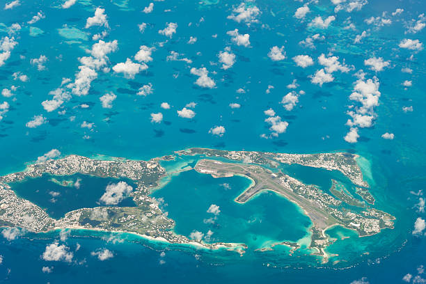 aerial photo of freeport the bahamas stock photo
