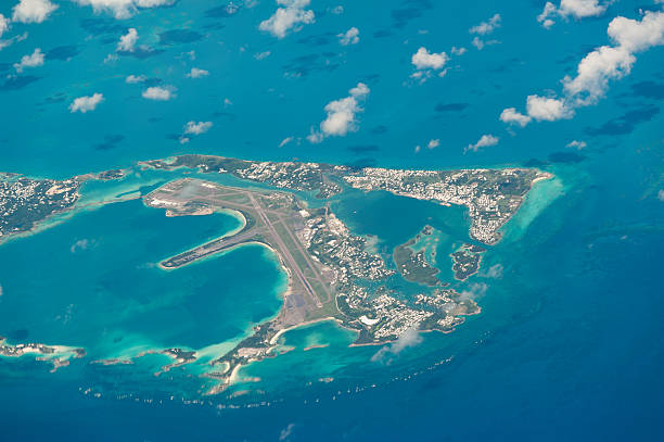 aerial photo of freeport the bahamas stock photo