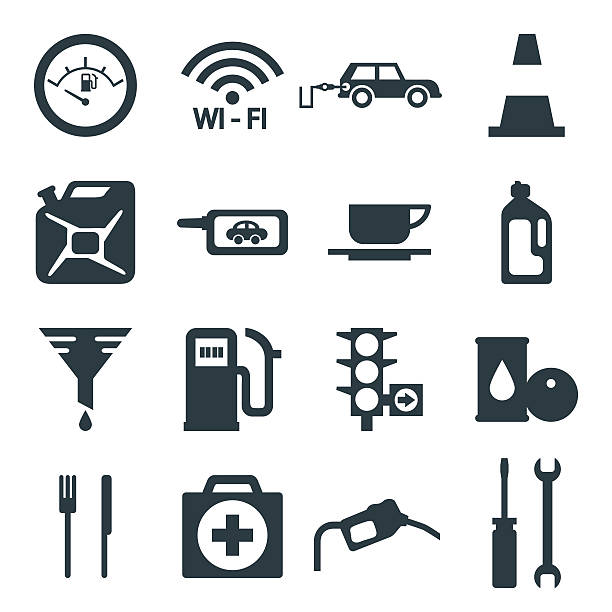 black fuel pump, gas station symbole - gas counter stock-grafiken, -clipart, -cartoons und -symbole