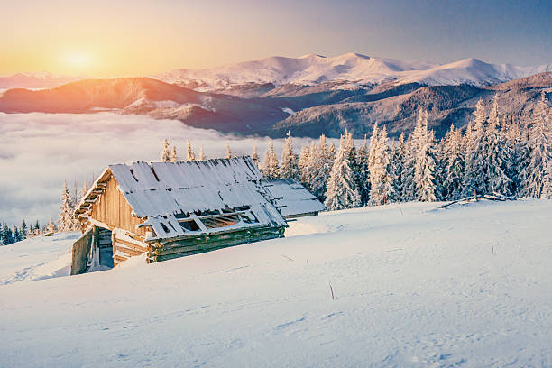 istock chalets in the mountains at sunset 491709746