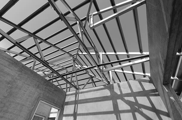 istock Structure of steel roof. 491709904