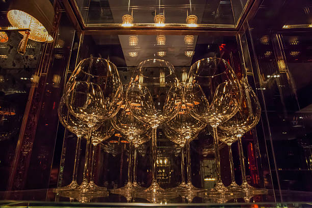 Empty glasses in restaurant