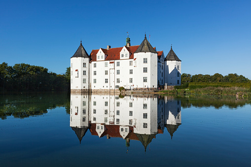 Glücksburg, Germany - September 26th, 2015: 16th century renaissance castle at Glücksburg, seat of the House of Schleswig-Holstein-Sonderburg-Glücksburg, formerly also used by the Danish kings.