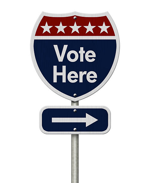istock American Vote Here Highway Road Sign 491712546