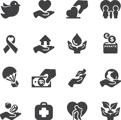 Charity and Relief Work Silhouette icons 
