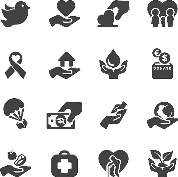 Charity and Relief Work Silhouette icons | EPS10 Charity and Relief Work Silhouette icons  airborne sport stock illustrations