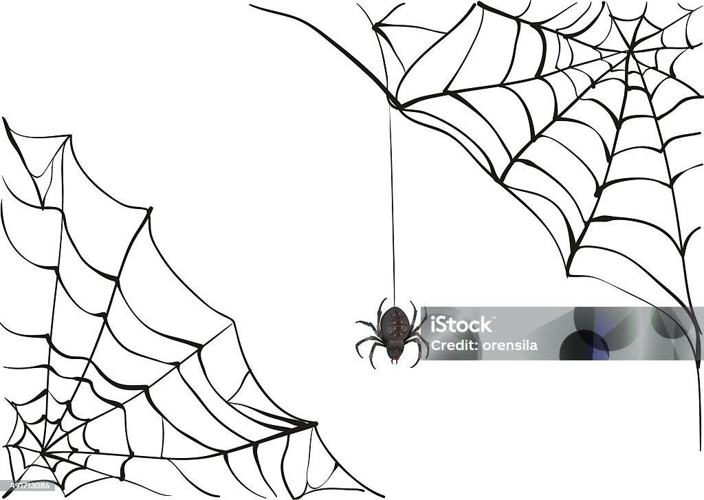 Spiderweb. Big black spider web. Black scary spider. Poison spider Spiderweb. Big black spider web. Black scary spider of web. Poison spider. Illustration in vector format Spider Web stock vector