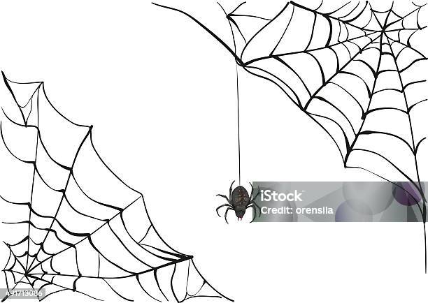 Spiderweb Big Black Spider Web Black Scary Spider Poison Spider Stock Illustration - Download Image Now