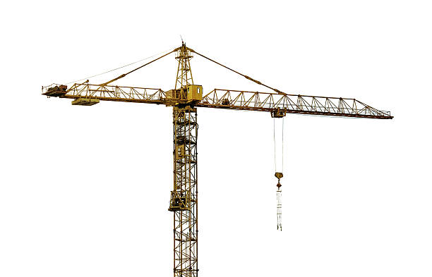 istock heavy dark yellow hoisting crane isolated on white 491713326