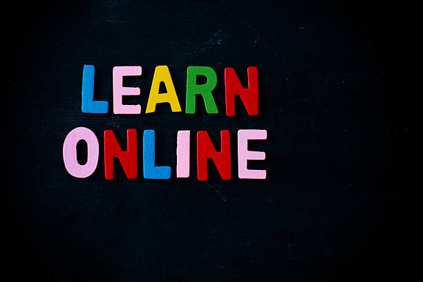 istock Retro styled words learn online written with colorful alphabets 491714354
