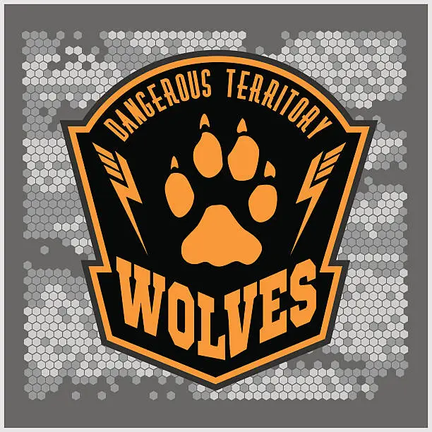 Vector illustration of Wolves - military label, badges and design elements