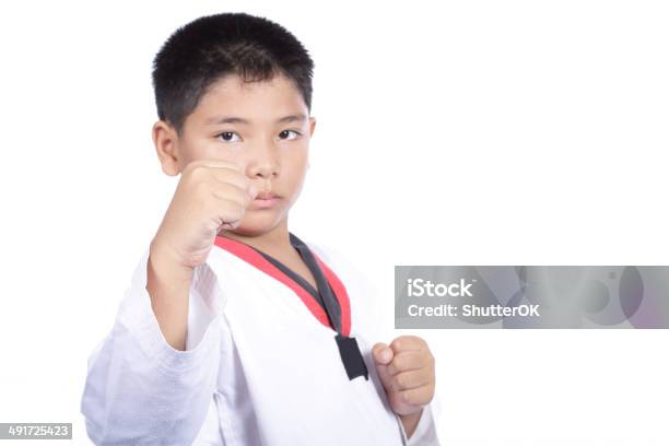 Handsome Taekwondo Boy Trained Fight Activity Stock Photo - Download Image Now - Activity, Adult, Aggression