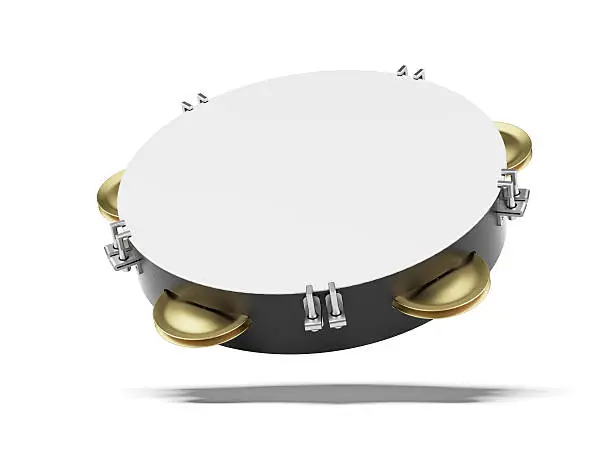 Blank tambourine  isolated on a white background. 3d render