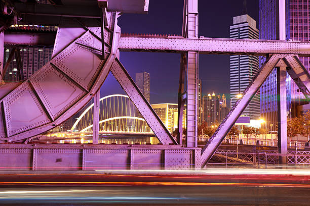 istock Historic steel bridge of night 491726353