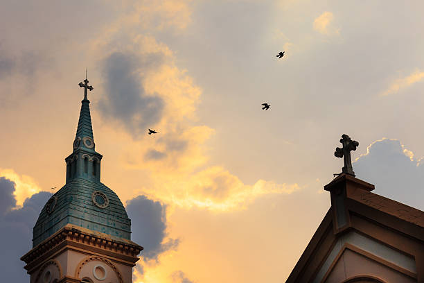 Hochiminh City, Vietnam - September 26, 2015:sunset on old cathedral at HoChiMinh City, Vietnam